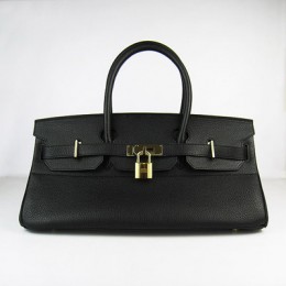 Hermes Birkin 42Cm Togo Leather Handbags Black Gold